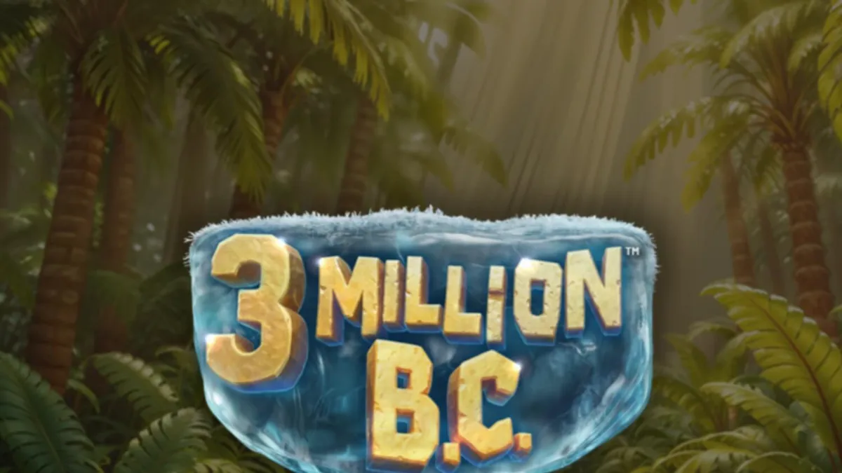 Tampilan visual slot 3 Million B.C. dengan tema zaman batu dan roda jackpot raksasa